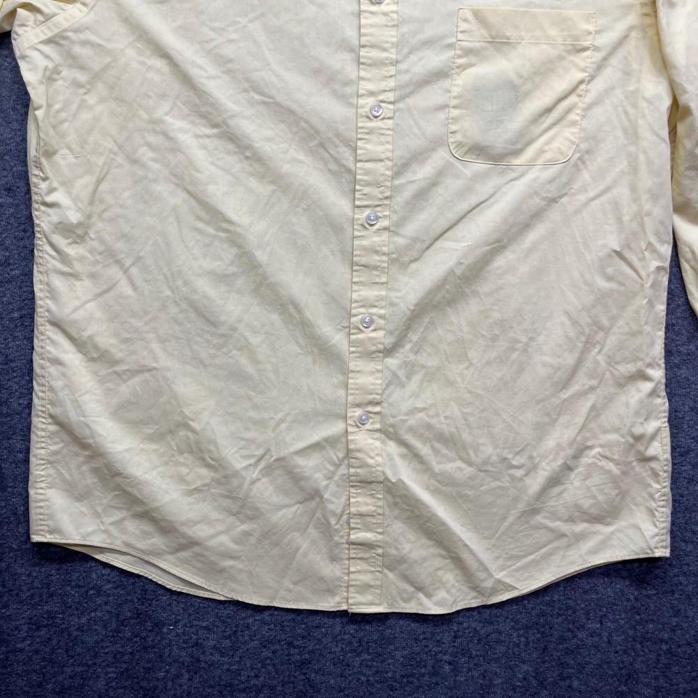 IZOD Dress Shirt Mens Large 16-16.5 32/33 Yellow All-Over Stretch Oeko Tex - Picture 2 of 16